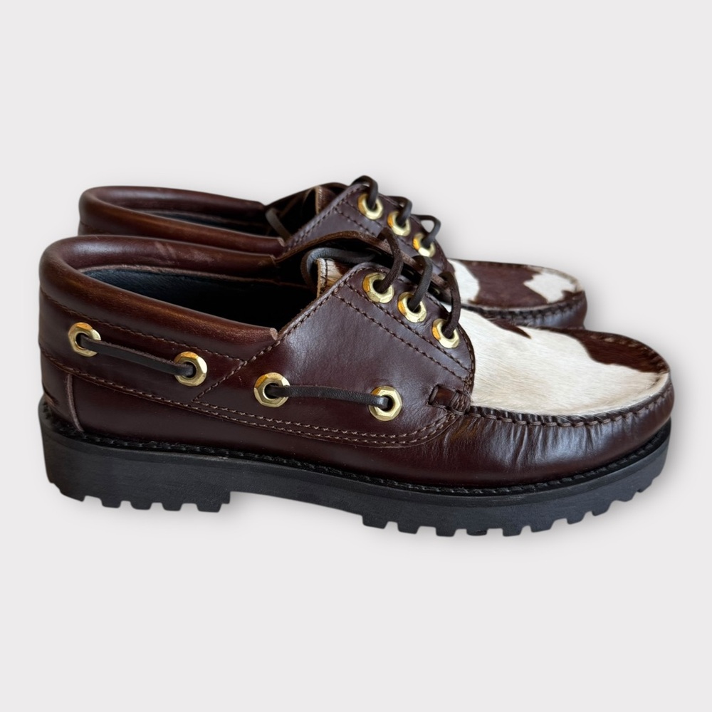 New! Maeve Cow Print Lug Sole Boat Shoes Sz 37 (US 5.5-6) - Picture 9 of 9